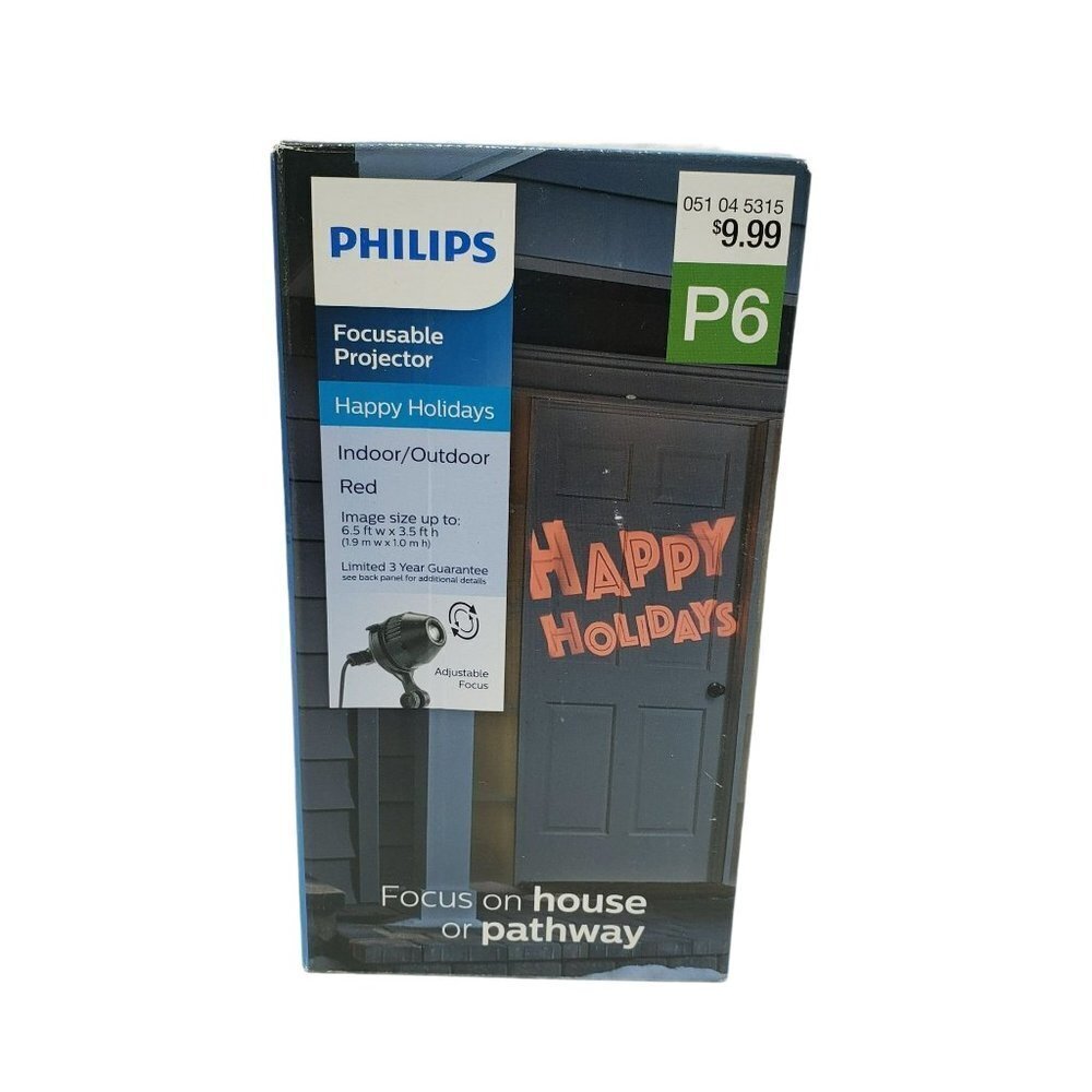 New Philips Focusable Projector Red Happy Holidays - Damaged‎ Box